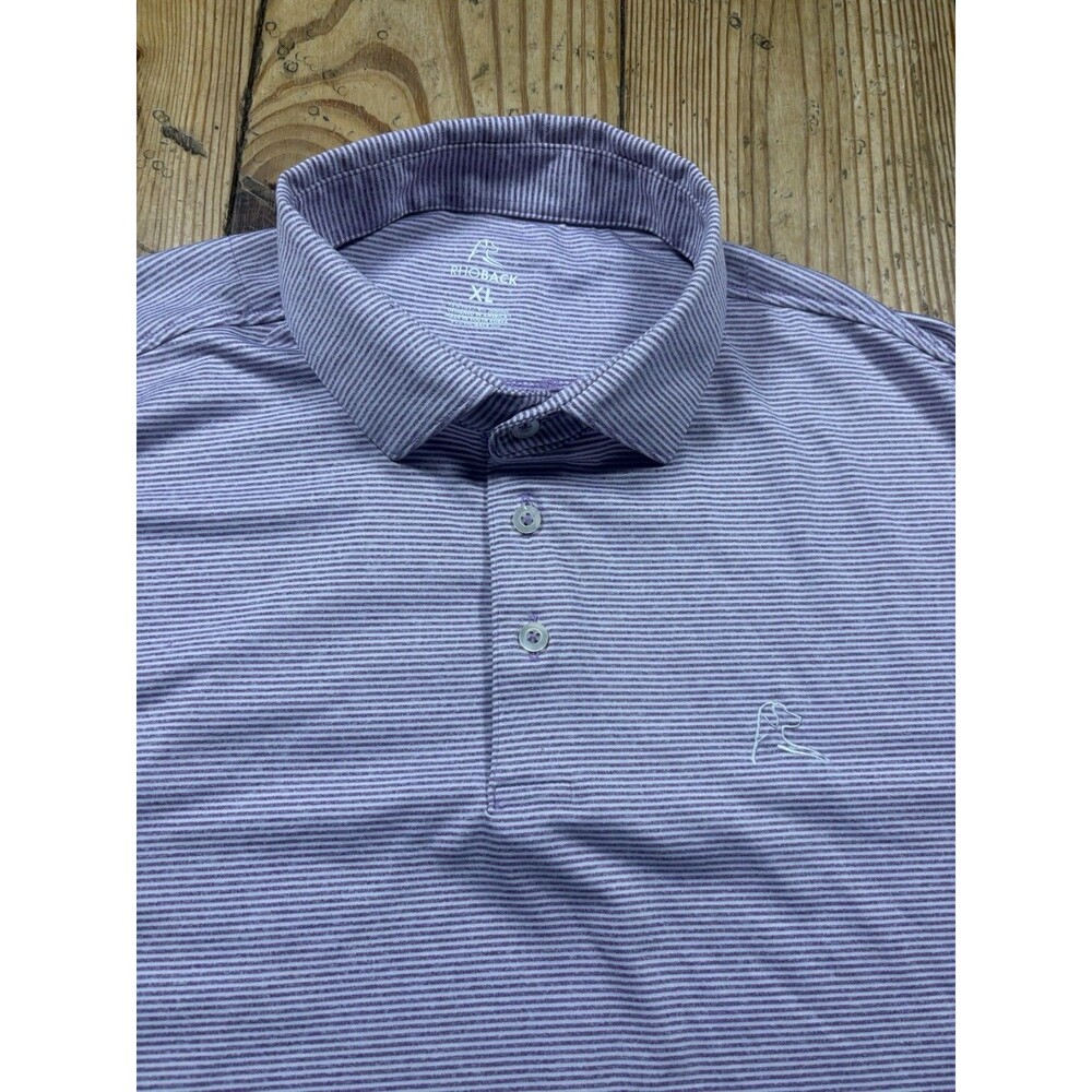 Rhoback Polo Shirt Mens XL Lavender White Striped Golf Performance Stretch